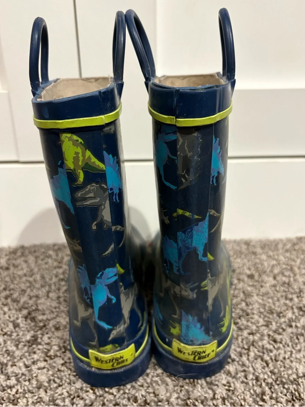 Western Chief Waterproof Rain Boots Blue with Dino’s Size 13c